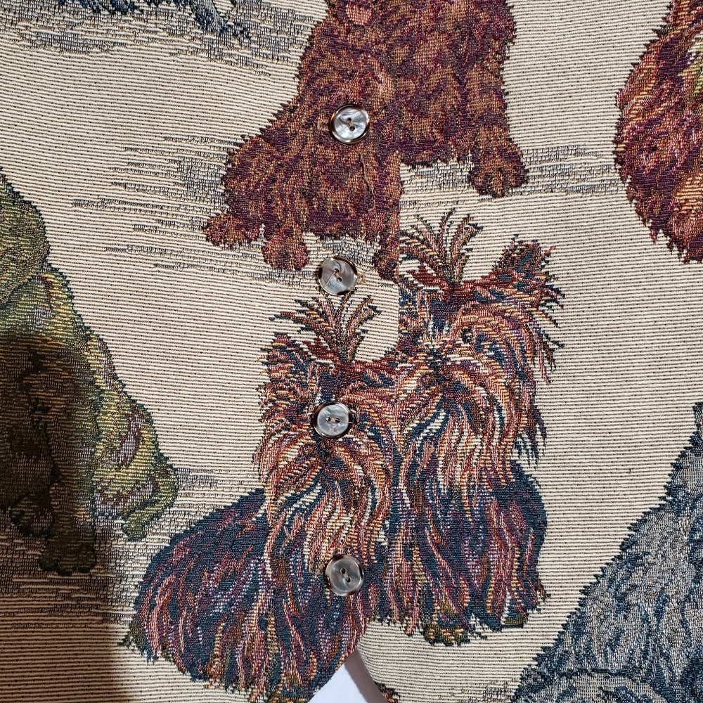 Vintage tapestry vest with dogs mirrors brand - Picture 2 of 5